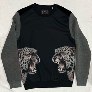 True Heritage XIOS Men’s Pullover Black & Grey leopard Print XL Custom Tailor